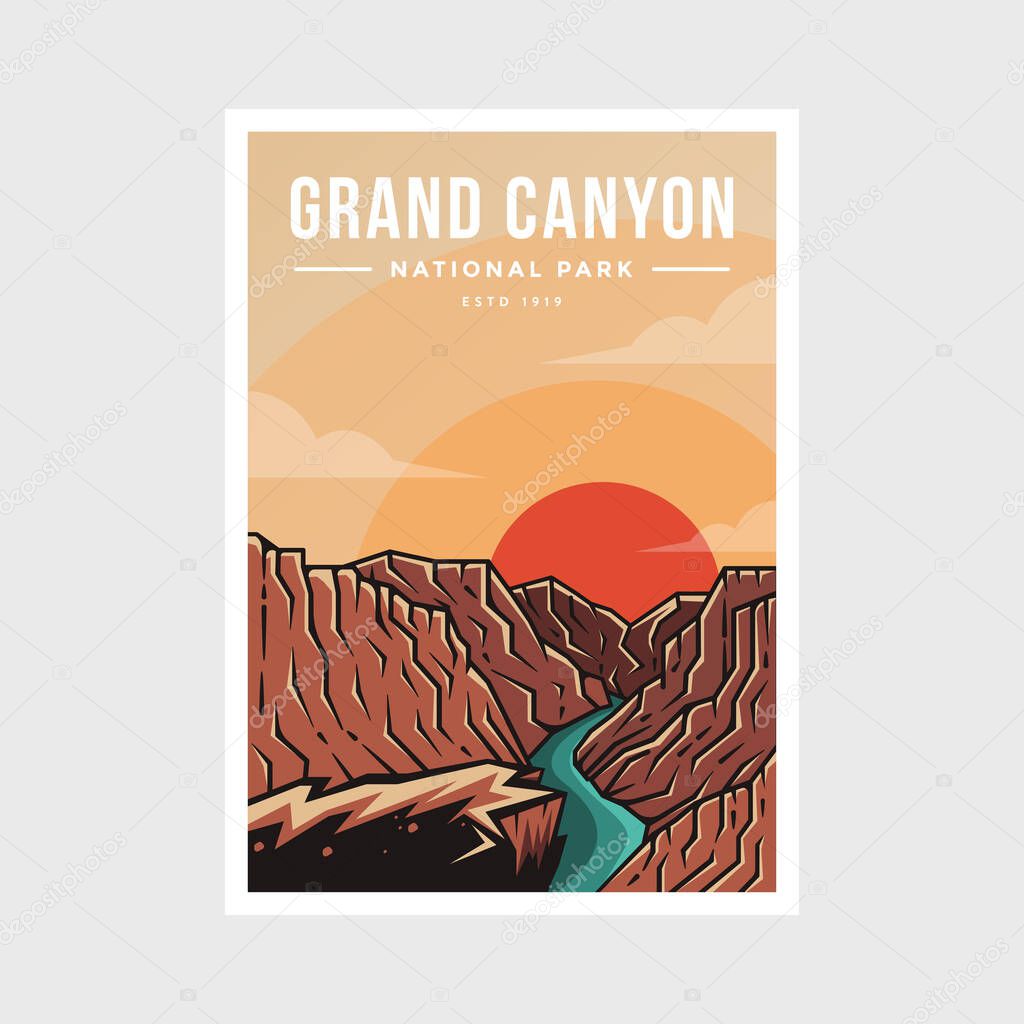 Grand Canyon National Park poster vector illustration