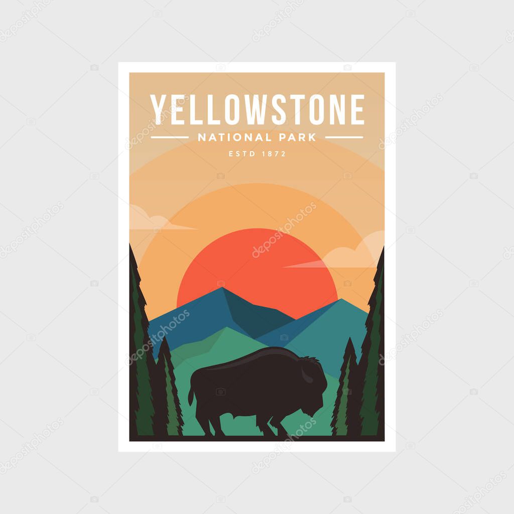 Yellowstone National Park modern poster vector illustration