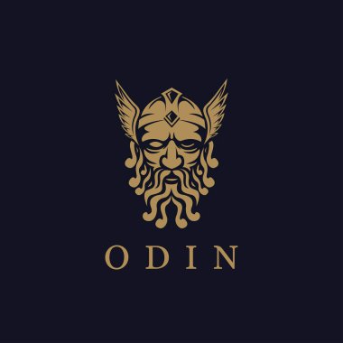Kuzey Odin Tanrısı logo vektör illüstrasyonu başkanı koyu arkaplan üzerine