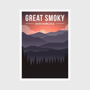 Great Smoky Dağları Ulusal Park Modern poster çizimi