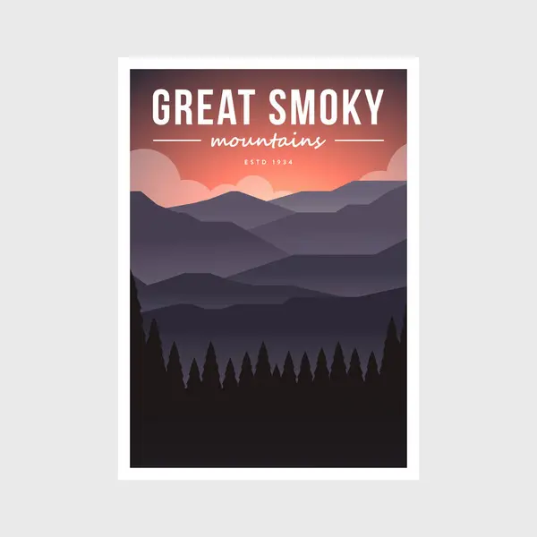 Great Smoky Mountains National Park Modern Poster Vector Illustration Design — Stock Vector
