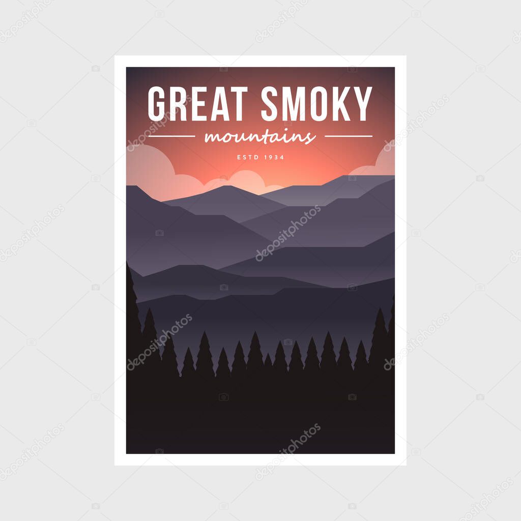Great Smoky Mountains National Park modern poster vector illustration design