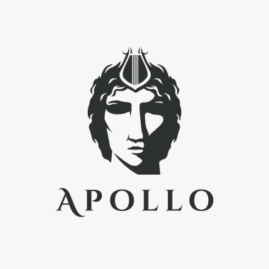 Beyaz arkaplanda Apollo Tanrı logo resim vektörünün başı