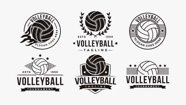 Klasik rozet amblemi Volley Kulübü logosu, beyaz arka planda Volley turnuva ikonu