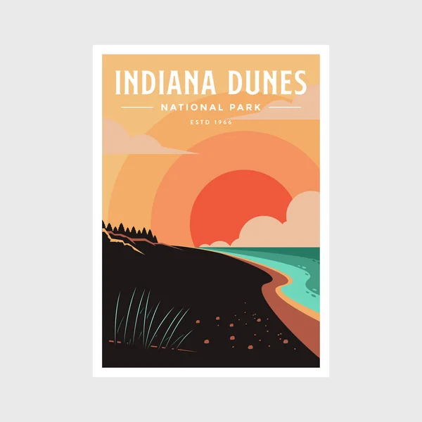 Indiana Dunes National Park Poster Vector Illustration Design — Stock Vector