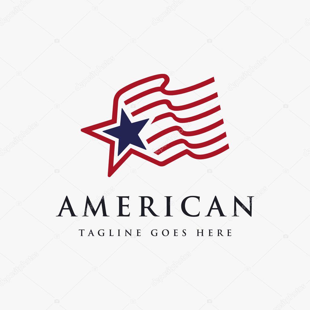Abstract Simple United States of America flag, USA flag, American Flag Logo icon vector on white background