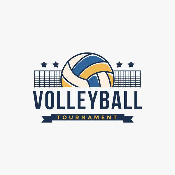 Klasik voleybol kulübü logosu, turnuva, beyaz arka planda voleybol tasarım vektörü