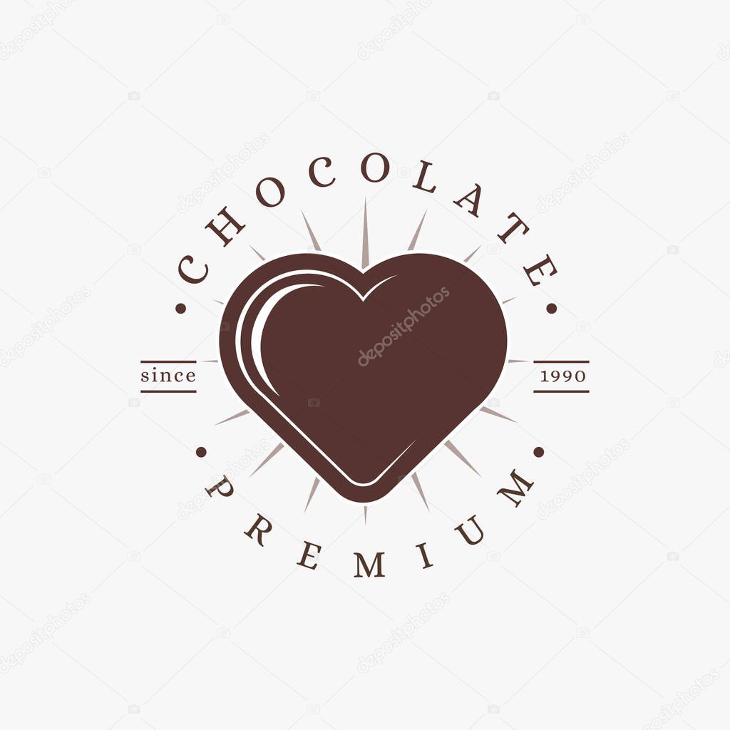 Vintage heart love chocolate logo icon vector on white background