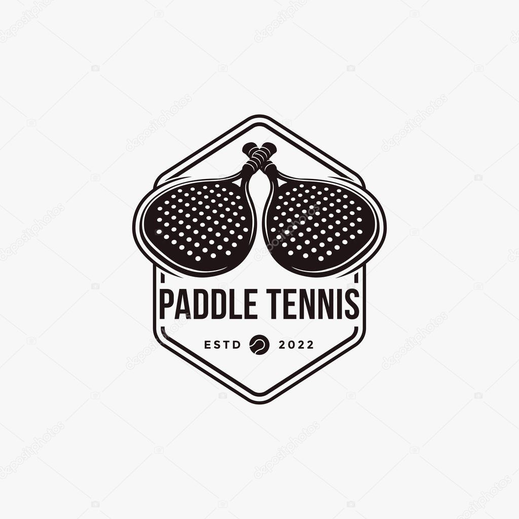 Vintage badge emblem Paddle Tennis logo icon vector on white background