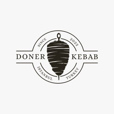 Klasik Türk yemekleri, beyaz arka planda Doner kebap logo vektörü