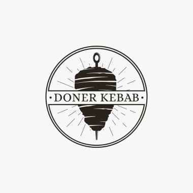 Klasik Türk yemekleri, beyaz arka planda Doner kebap logo vektörü