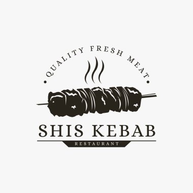 Klasik Türk yemekleri, beyaz arka planda Şiş kebap logo vektörü
