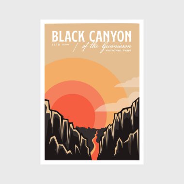 Gunnisson Ulusal Park poster illüstrasyon tasarımının siyah kanyonu
