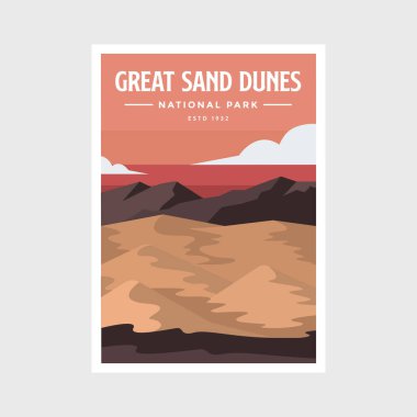 Great Sand Dunes Ulusal Park poster çizimi