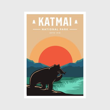 Katmai National Park poster vector illustration design