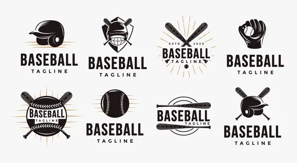 Beyzbol logo vektör illüstrasyonuyla beysbol ekipman vektörünün simgesi.