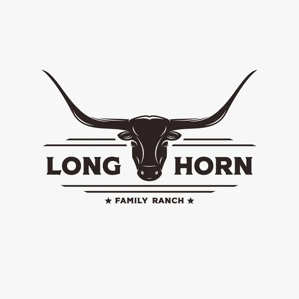 Vintage Retro Nyugat Texas Longhorn Címke Logó Vektor Fehér Alapon Jogdíjmentes Stock Vektorok