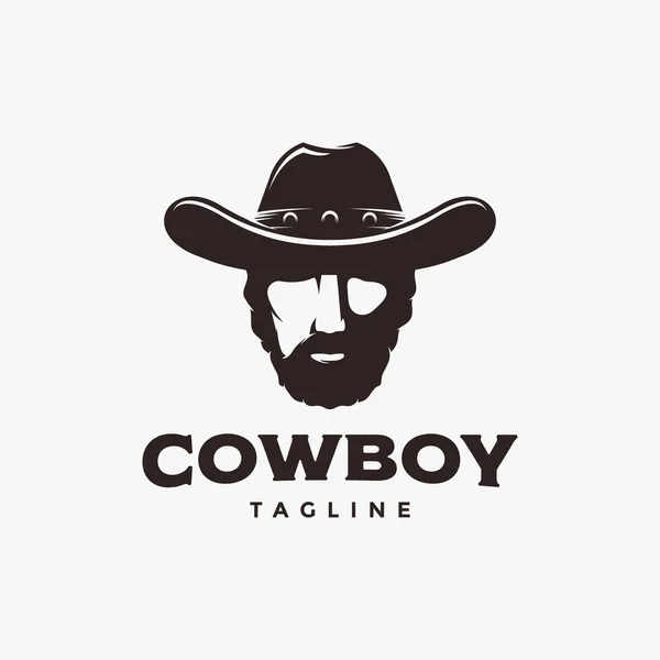 Cabeça Vetor Logotipo Mascote Cowboy Fundo Branco Ilustrações De Stock Royalty-Free