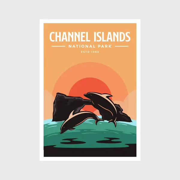 Canal Ilhas Parque Nacional Poster Desenho Ilustração Vetorial Vetores De Stock Royalty-Free