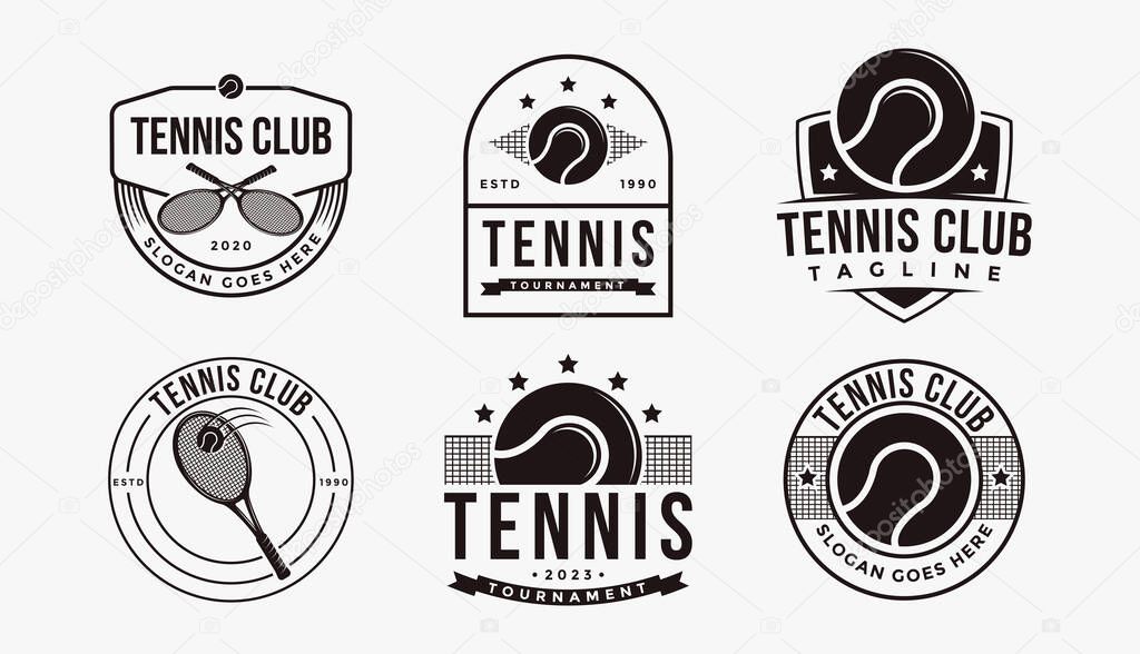 Set of badge emblem Tennis club, tournament, tennis logo design vector on white background