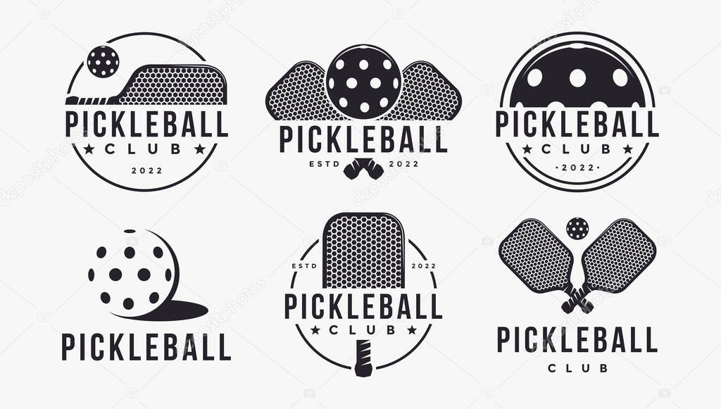 Set of Vintage Pickleball logo badge label vector on white background