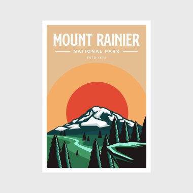 Mount Rainier Ulusal Park poster tasarımı