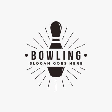 Klasik Bowling logosu, Bowling kulübü logosu beyaz arka planda vektör simgesi