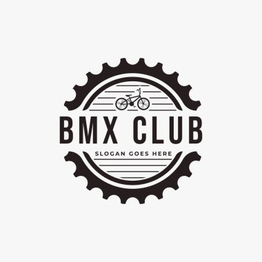 Klasik tek renkli BMX logosu, beyaz arkaplanda BMX kulüp vektör tasarımı