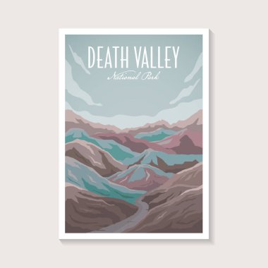 Death Valley Ulusal Park poster tasarımı, soyut gökkuşağı dağ poster tasarımı