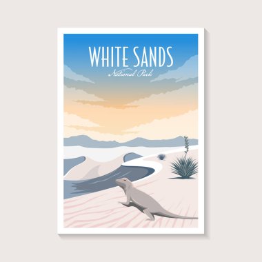 White Sands Ulusal Parkı poster illüstrasyonu, Kertenkele çöl poster tasarımı