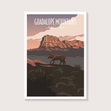 Guadalupe Ulusal Parkı poster illüstrasyonu, Kurt Dağı Kanyonu poster tasarımı