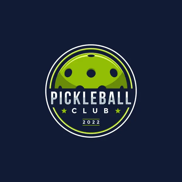 Rozet amblemi Pickleball kulüp logo tasarım vektörü koyu arkaplan üzerinde