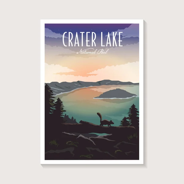 Krater Gölü Ulusal Park poster tasarımı, güzel göl manzarası poster tasarımı