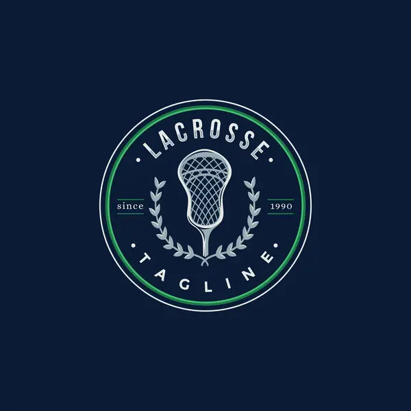 Emblema Selo Emblema Lacrosse Logotipo Esporte Com Vara Lacrosse Vetor Vetor De Stock