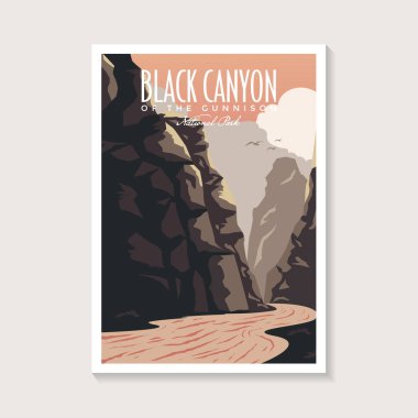 Black Canyon Ulusal Parkı poster illüstrasyonu, Nehir Kanyonu poster tasarımı