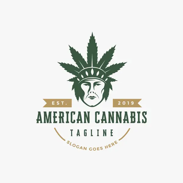 Nativo Indiano Americano Cannabis Logotipo Vetor Ilustração Fundo Branco Ilustração De Stock