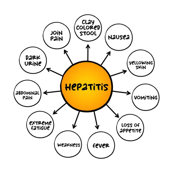Síntomas Hepatitis Mapa Mental Concepto Médico Para Presentaciones Informes — Archivo Imágenes Vectoriales