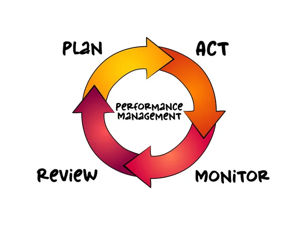 Performance Management Diagram Mind Map Process Business Concept Presentazioni Report — Vettoriale Stock