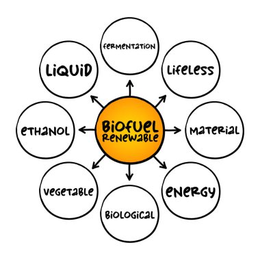 Biyoyakıt yenilenebilir - tamamen bitkisel organik maddelerden türetilmiş, sunum ve raporlar için zihin haritası kavramı
