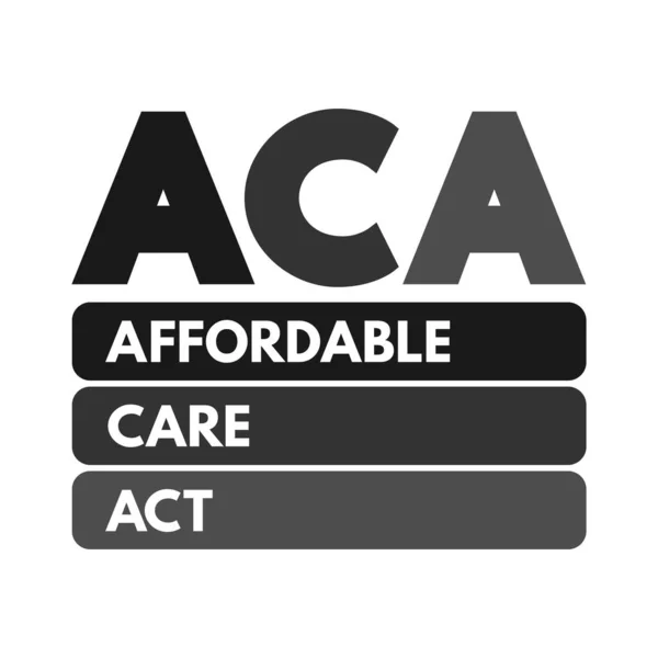 Aca Affordable Care Act Omfattande Sjukförsäkringsreformer Och Skattebestämmelser Akronym Text — Stock vektor