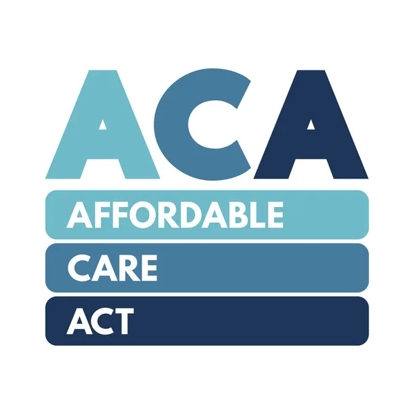 Aca Affordable Care Act Omfattande Sjukförsäkringsreformer Och Skattebestämmelser Akronym Text — Stock vektor