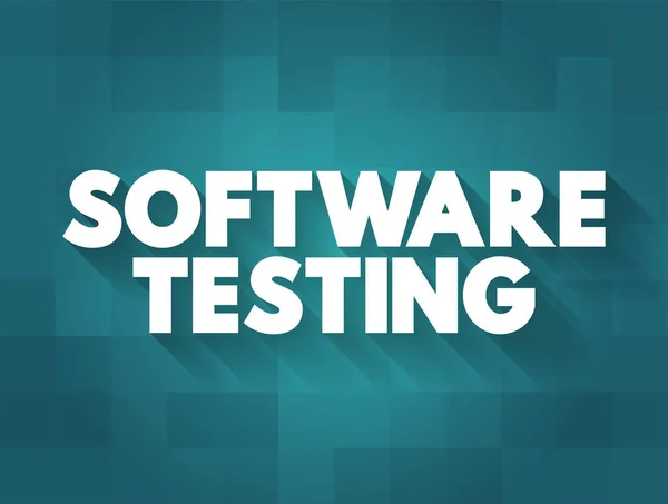 软件测试 通过验证和验证 文本概念背景来检查被测试软件的工件和行为 — 图库矢量图片
