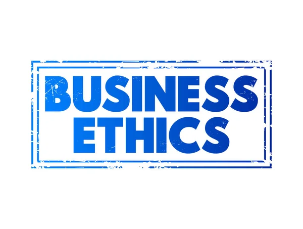 商业道德 检查商业环境中可能出现的道德原则和道德或伦理问题 文字概念图章 — 图库矢量图片