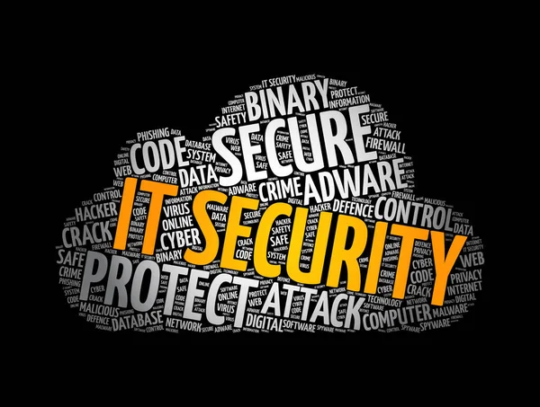 Itセキュリティは 情報開示 ワードクラウドの概念の背景からのコンピュータシステムやネットワークの保護です — ストックベクタ