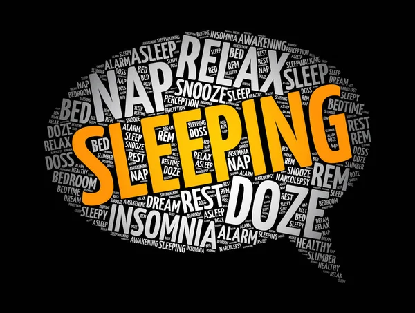 Pesan Tidur Gelembung Kata Awan Kolase Konsep Latar Belakang - Stok Vektor