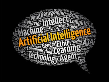 Yapay Zeka makineler tarafından gösterilen bir zekadır. İnsanlar da dahil olmak üzere hayvanlar tarafından gösterilen doğal zekanın aksine, kelime bulutu kavramı.