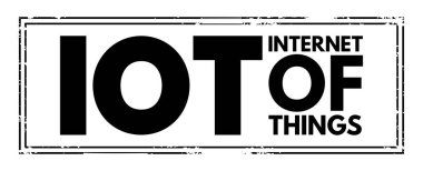 IOT Internet Of Things - physical objects that are embedded with sensors, software, and other technologies that connect and exchange data with other devices over the Internet, acronym text stamp