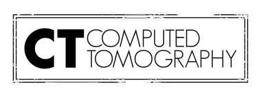 CT Computed Tomography - medical imaging technique used in radiology to obtain detailed internal images of the body, acronym text concept stamp