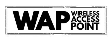WAP - Wireless Access Point is a networking hardware device that allows other Wi-Fi devices to connect to a wired network, acronym text concept background
