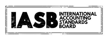 IASB - International Accounting Standards Board acronym text stamp, business concept background